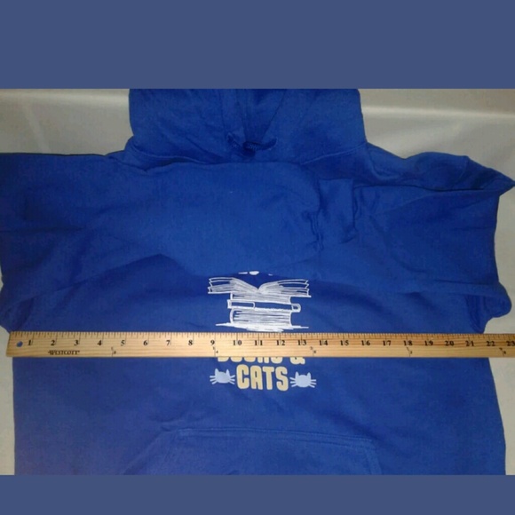 Gildan Blue Hoodie Long Sleeve Sweater - Picture 6 of 7